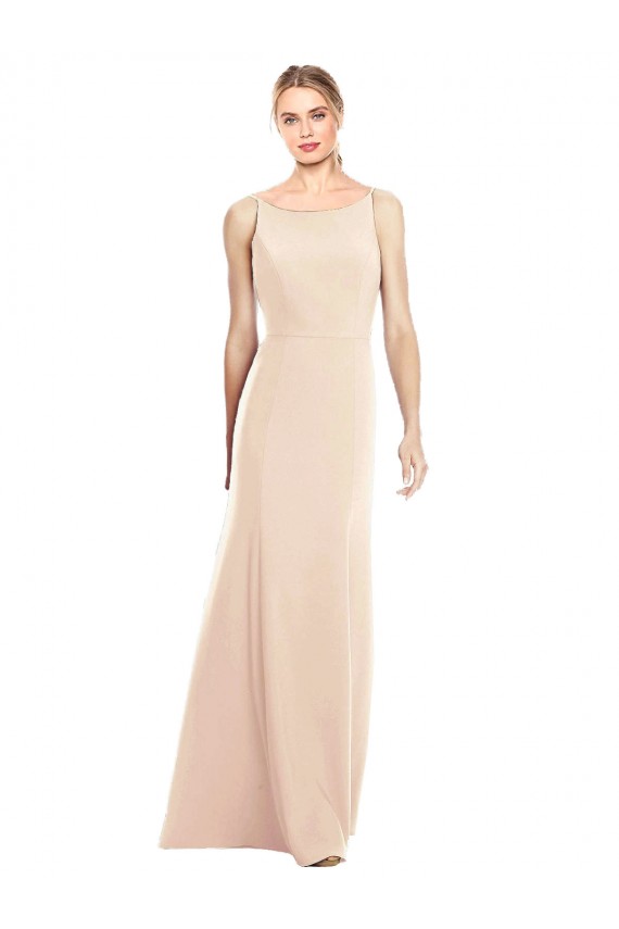 Cheap V-Spaghetti Strap Open Back Bateau Neck Trumpet Bridesmaid Dress / Prom Dress UK