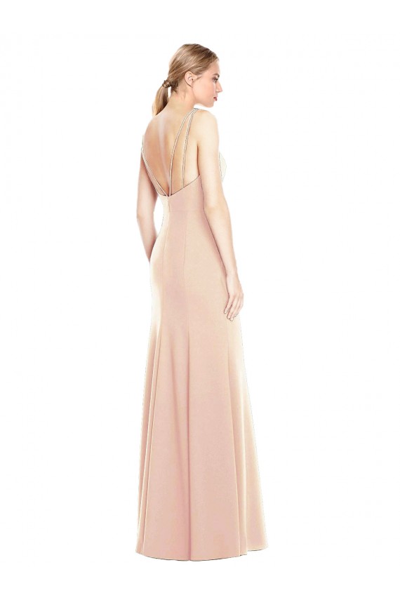 Cheap V-Spaghetti Strap Open Back Bateau Neck Trumpet Bridesmaid Dress / Prom Dress UK