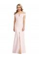Cheap Off the Shoulder Notch Trumpet Formal Crepe Bridesmaid Dress / Prom Dress with Front Slit UK