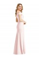 Cheap Off the Shoulder Notch Trumpet Formal Crepe Bridesmaid Dress / Prom Dress with Front Slit UK