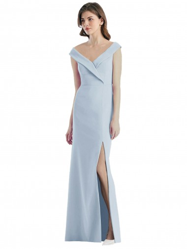 Cheap Romantic Off the Shoulder Long Maxi Bridesmaid Dress with Side Slit UK