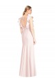 Cheap Ruffle Cap Sleeves Open Back Trumpet Bridesmaid Dress / Prom Dress UK