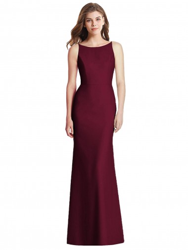 Cheap Open Cowl Back Bateau Neck Trumpet Bridesmaid Dress UK