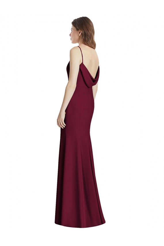 Cheap Open Cowl Back Bateau Neck Trumpet Bridesmaid Dress UK
