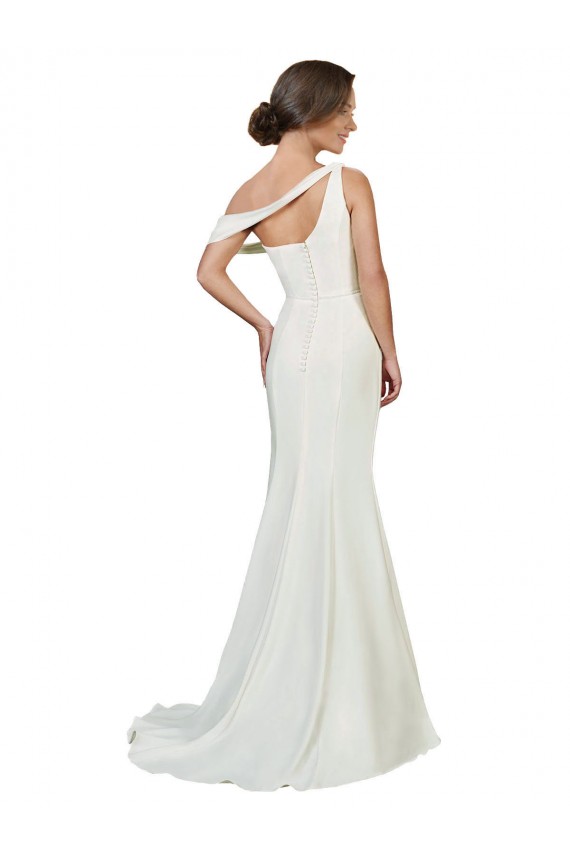 Cheap One Shoulder Formal Crepe Bridesmaid Dress / Prom Dress with Draped Off the Shoulder Strap UK