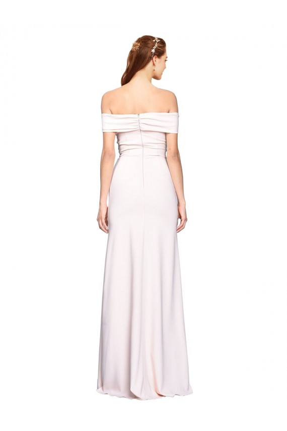Cheap Criss Cross Off the Shoulder Formal Crepe Bridesmaid Dress / Prom Dress with Side Slit UK
