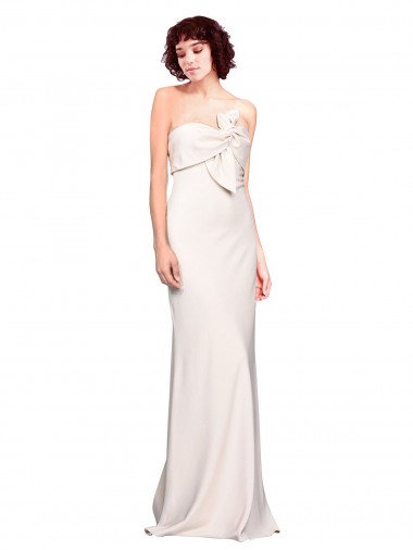 Cheap Strapless Crepe Fitted Bridesmaid Dress / Prom Dress with Twist Bow UK