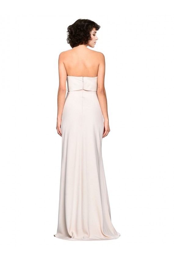 Cheap Strapless Crepe Fitted Bridesmaid Dress / Prom Dress with Twist Bow UK