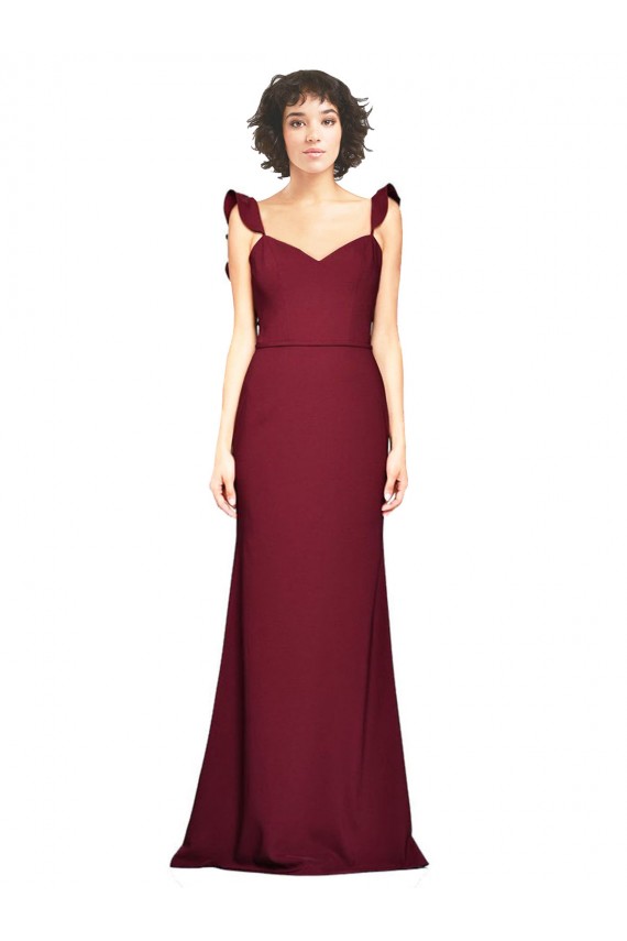 Cheap Crepe Slip Bridesmaid Dress / Prom Dress with Ruffled Straps UK