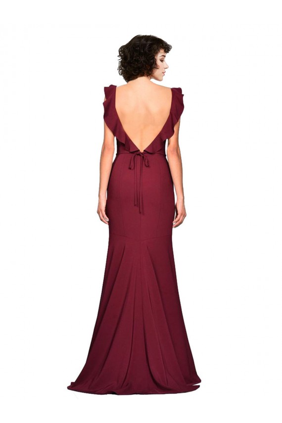 Cheap Crepe Slip Bridesmaid Dress / Prom Dress with Ruffled Straps UK