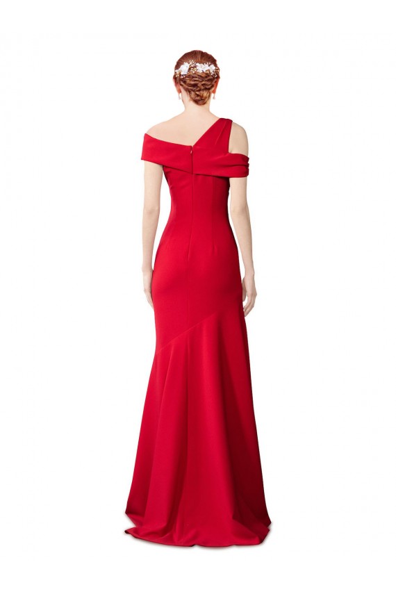 Cheap Sleeveless Ruched Formal Crepe Mermaid Bridesmaid Dress / Prom Dress with Off The Shoulder Detail UK
