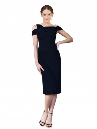 Cheap Draped Cross Shoulder Stretch Formal Crepe Cocktail Dress / Homecoming Dress UK