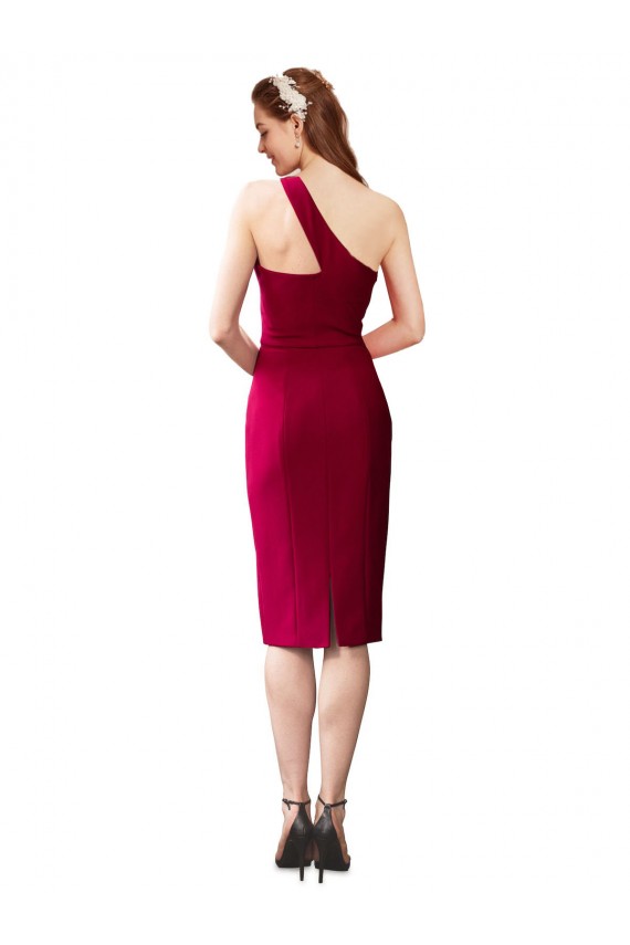 Cheap One Shoulder Short Formal Crepe Cocktail Length Bridesmaid Dress / Prom Homecoming Dress UK