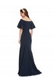Cheap Off the Shoulder Formal Crepe Bridesmaid Dress / Prom Dress with Short Ruffle Sleeves. UK