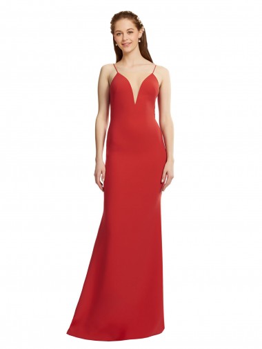Cheap Mermaid Plunging V-Neck Formal Crepe Bridesmaid Dress / Prom Dress with Wide Open Back UK