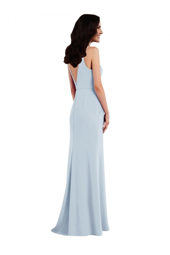 Cheap V Back Spaghetti Strap Maxi Bridesmaid Dress / Prom Dress with Pockets UK