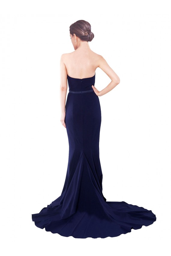 Cheap Strapless Sweetheart Neckline Crepe Bridesmaid Dress / Prom Dress with Satin Waistband UK
