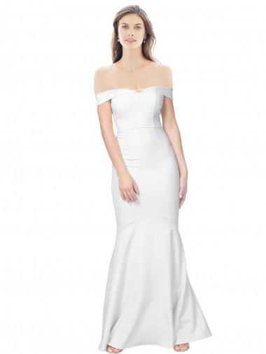 Cheap Mermaid Off the Shoulder Long Formal Crepe Bridesmaid Dress / Prom Dress with Low Back UK