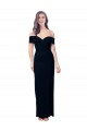 Cheap Off the Shoulder Long Full Length Formal Crepe Bridesmaid Dress / Prom Dress with Side Split UK