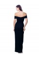 Cheap Off the Shoulder Long Full Length Formal Crepe Bridesmaid Dress / Prom Dress with Side Split UK