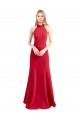 Cheap Sleek Fit and Flare High Neck Halter Stretch Formal Crepe Bridesmaid Dress / Prom Dress with Open Back UK