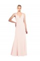 Cheap Slim A-Line V-Neck Long Stretch Formal Crepe Bridesmaid Dress / Prom Dress with V-Back UK