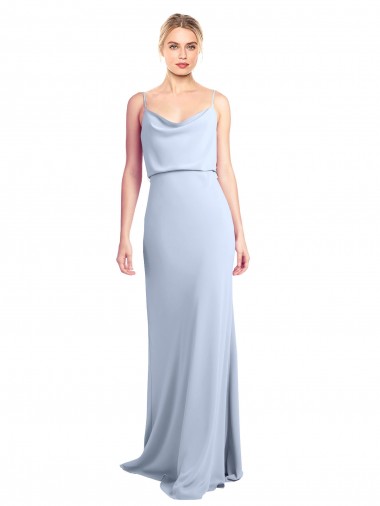 Cheap Feminine Cowl Neck Slim Floor Length Stretch Formal Crepe Bridesmaid Dress / Prom Dress UK