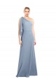 Cheap Draped Flutter Sleeves One Shoulder Stretch Formal Crepe Bridesmaid Dress / Prom Dress UK
