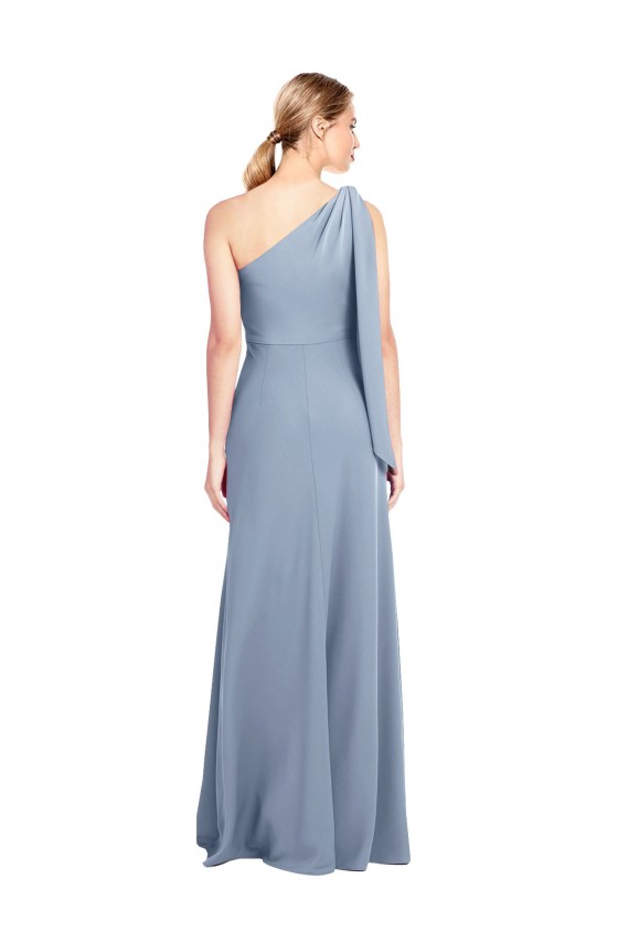 Cheap Draped Flutter Sleeves One Shoulder Stretch Formal Crepe Bridesmaid Dress / Prom Dress UK