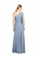 Cheap Draped Flutter Sleeves One Shoulder Stretch Formal Crepe Bridesmaid Dress / Prom Dress UK