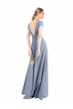 Cheap Plunging V-Neck Cap Sleeves Stretch Crepe Bridesmaid Dress / Prom Dress with Front Slit UK