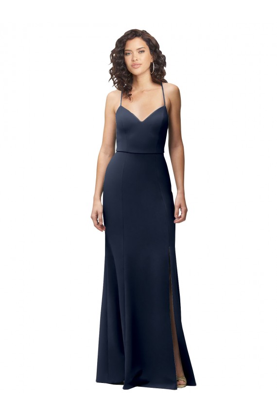 Cheap Sweetheart Fit and Flare Stretch Formal Crepe Bridesmaid Dress / Prom Dress with Side Slit and Strappy Back UK