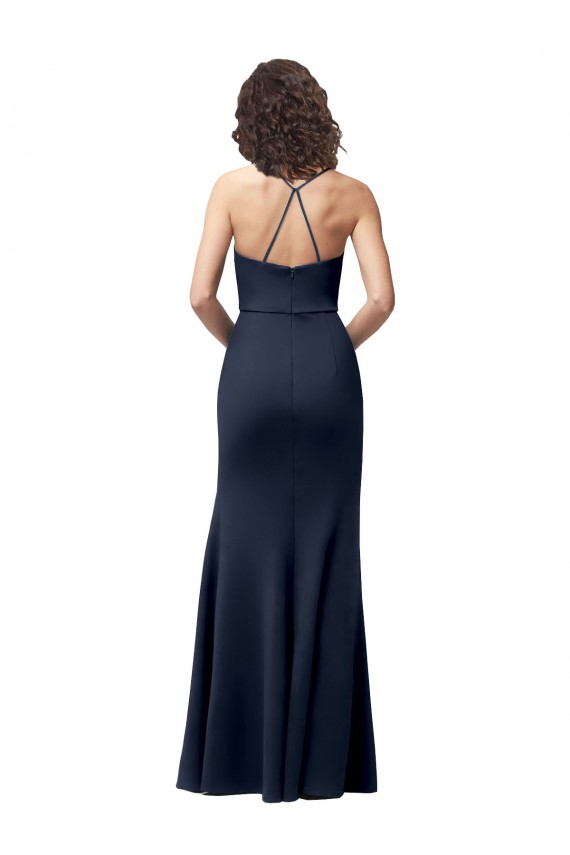 Cheap Sweetheart Fit and Flare Stretch Formal Crepe Bridesmaid Dress / Prom Dress with Side Slit and Strappy Back UK