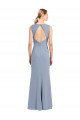 Cheap Boat Neckline and Sleek Fit and Flare Crepe Bridesmaid Dress with Keyhole Back UK