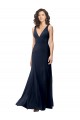 Cheap Classic V-Neck Long Stretch Formal Crepe Bridesmaid Dress / Prom Dress with V-Back UK