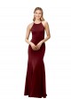 Cheap Fit and Flare Halter Neckline Stretch Formal Crepe Bridesmaid Dress / Prom Dress with Strappy Back UK