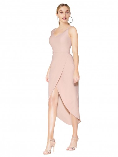 Cheap Knee Length Short Formal Crepe Bridesmaid Dress / Prom Dress UK