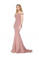 Cheap Off the Shoulder Sweetheart Long Sweep Train Formal Crepe Bridesmaid Dress / Prom Dress UK