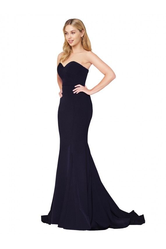Cheap Sweetheart High Neck Sweep Train Sleeveless Formal Crepe Bridesmaid Dress / Prom Dress UK