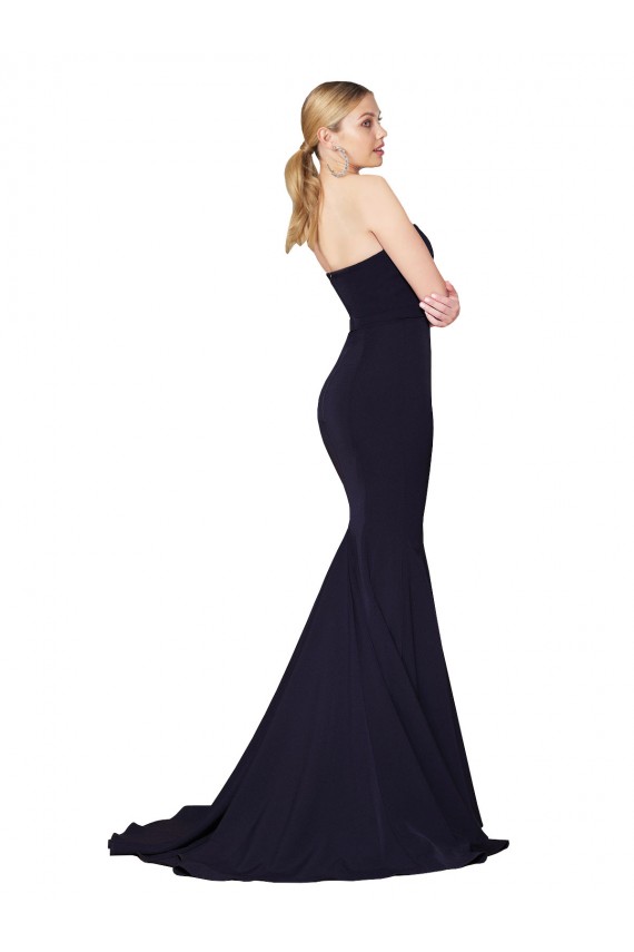 Cheap Sweetheart High Neck Sweep Train Sleeveless Formal Crepe Bridesmaid Dress / Prom Dress UK