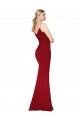 Cheap Spaghetti Straps V-Neck Long Formal Crepe Dress with High Slit UK