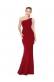 Cheap One Shoulder Long High Neck Sleeveless Mermaid Formal Crepe Bridesmaid Dress / Prom Dress UK