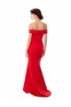 Cheap Off the Shoulder Sweetheart Maxi Formal Crepe Bridesmaid Dress / Prom Dress With Thigh Split and Train UK