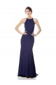Cheap High Neck Fishtail Formal Crepe Bridesmaid Dress / Prom Dress with Open Back Detail UK