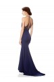 Cheap High Neck Fishtail Formal Crepe Bridesmaid Dress / Prom Dress with Open Back Detail UK