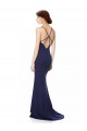 Cheap Fishtail High Neck Maxi Formal Crepe Bridesmiad Dress with Strappy Back Detail UK