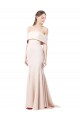 Cheap Mermaid Bardot Maxi Formal Crepe Bridesmiad Dress with Fishtail Train UK