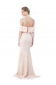 Cheap Mermaid Bardot Maxi Formal Crepe Bridesmiad Dress with Fishtail Train UK