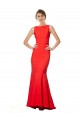 Cheap High Neck Maxi Formal Crepe Bridesmiad Dress with Exaggerated Back Ruffle UK