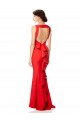Cheap High Neck Maxi Formal Crepe Bridesmiad Dress with Exaggerated Back Ruffle UK